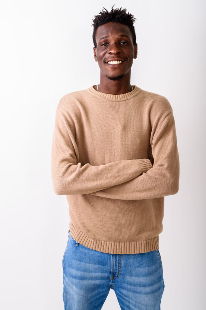 studio shot of young happy black african man smili 2023 11 27 05 19 34 utc