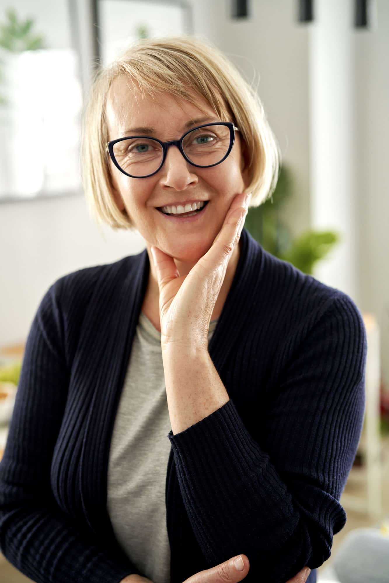 portrait of mature woman in eyeglasses